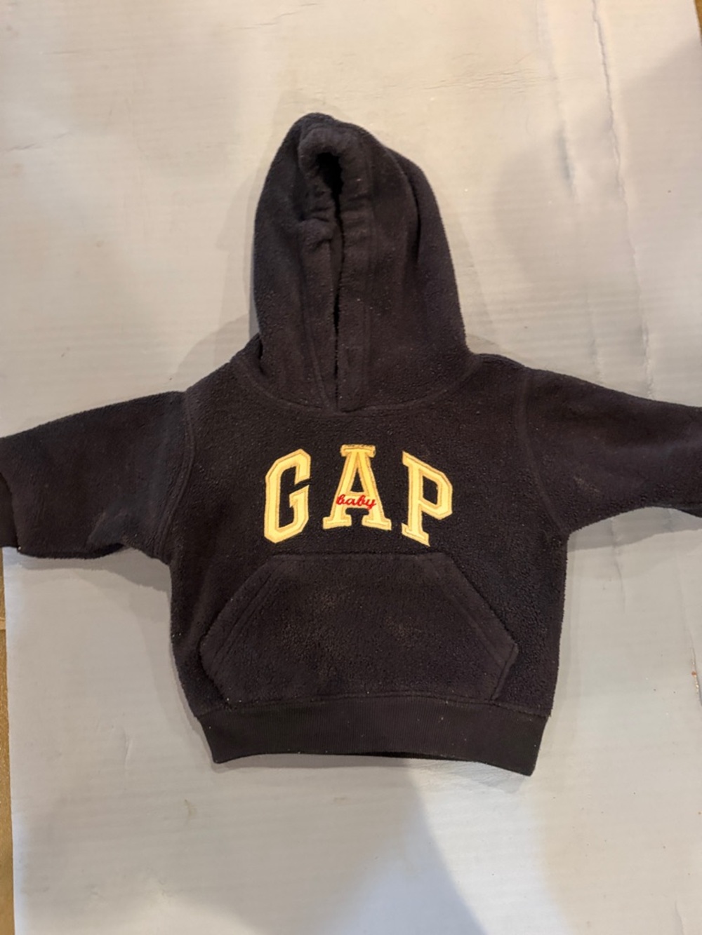 Baby GAP Black Baby Hooded Fleece Sweatshirt with Yellow Logo